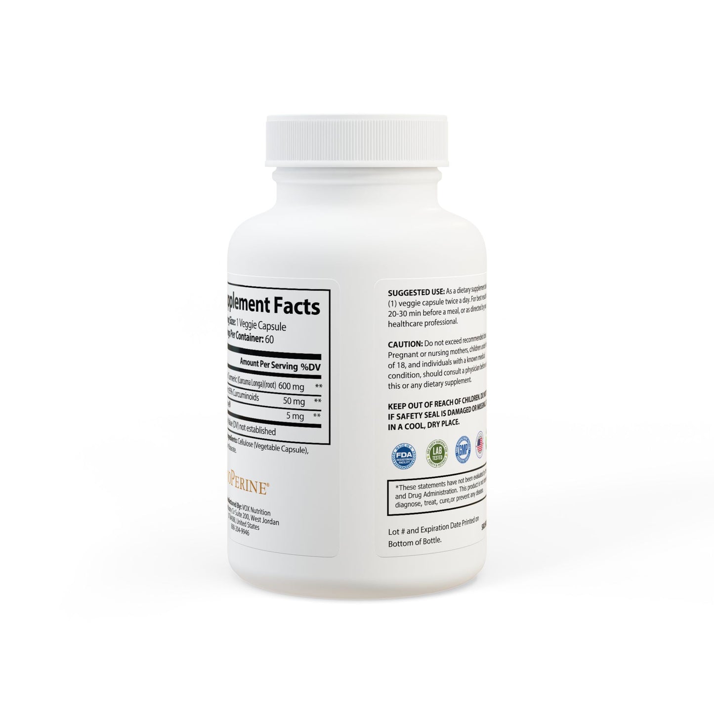 Calm Burn – 60 Turmeric with BioPerine® (Black Pepper Fruit Extract) Capsules - LUXESHOP.ME