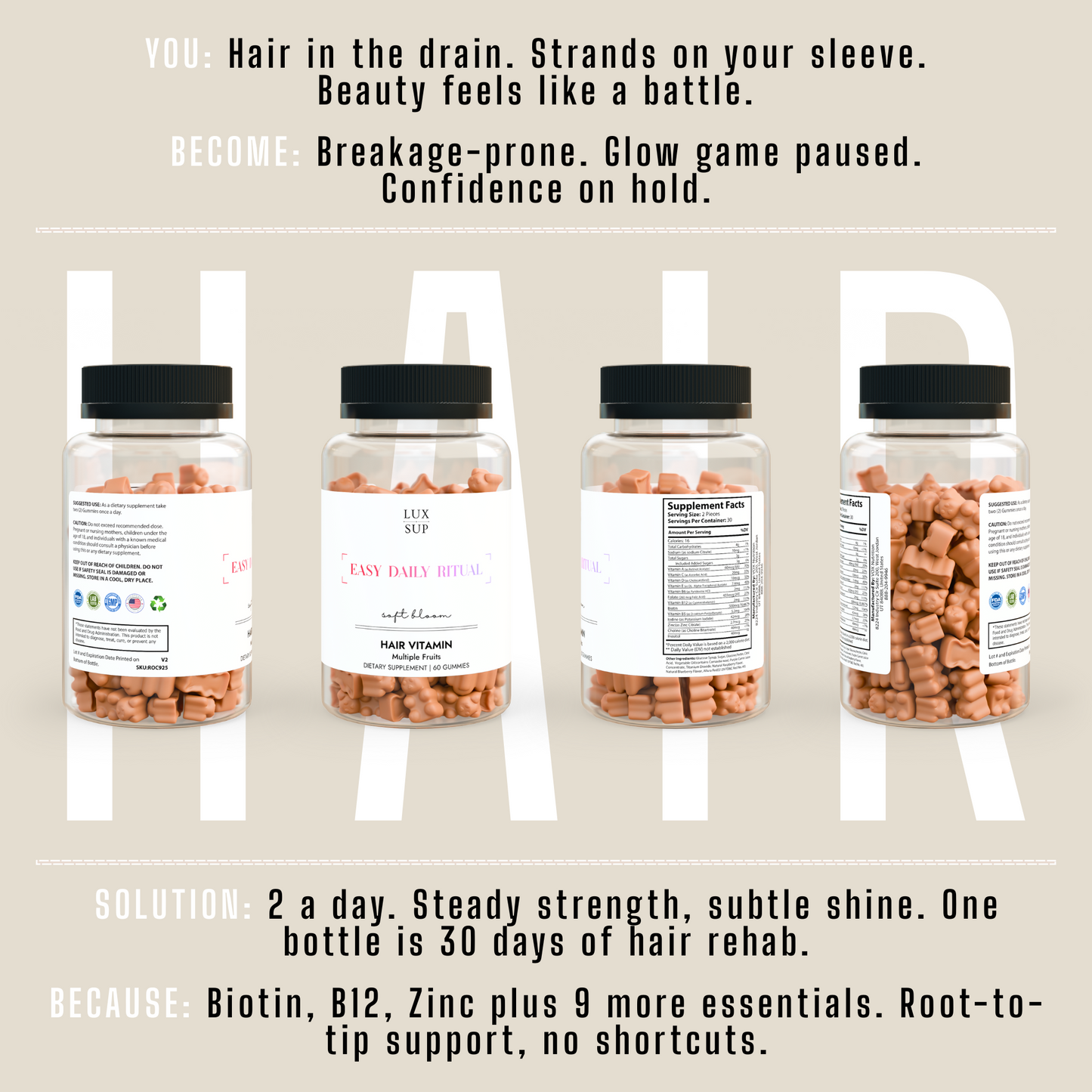 Soft Bloom — 60 Hair Vitamin Gummies - LUXESHOP.ME