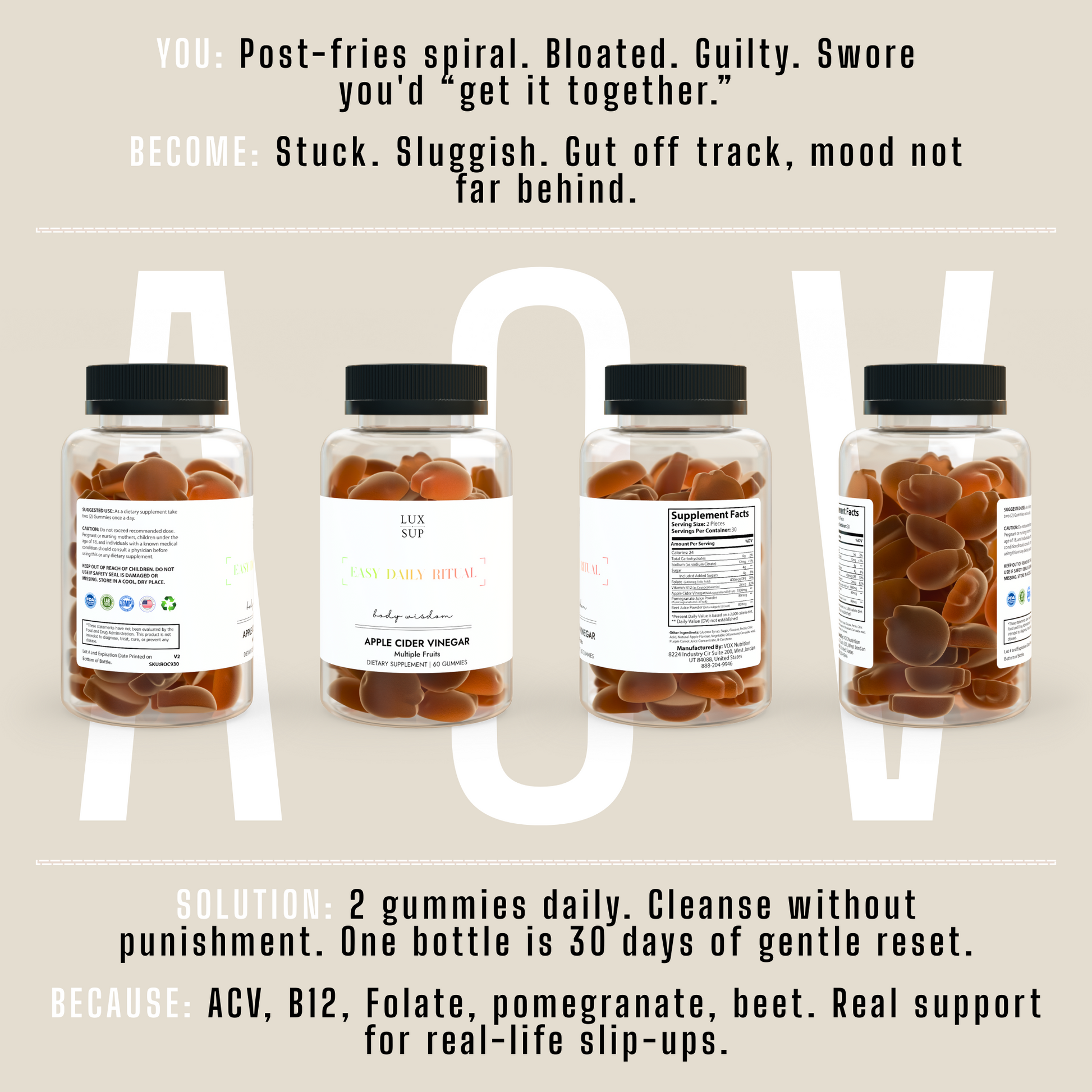 Body Wisdom — 60 Apple Cider Vinegar Gummies - LUXESHOP.ME