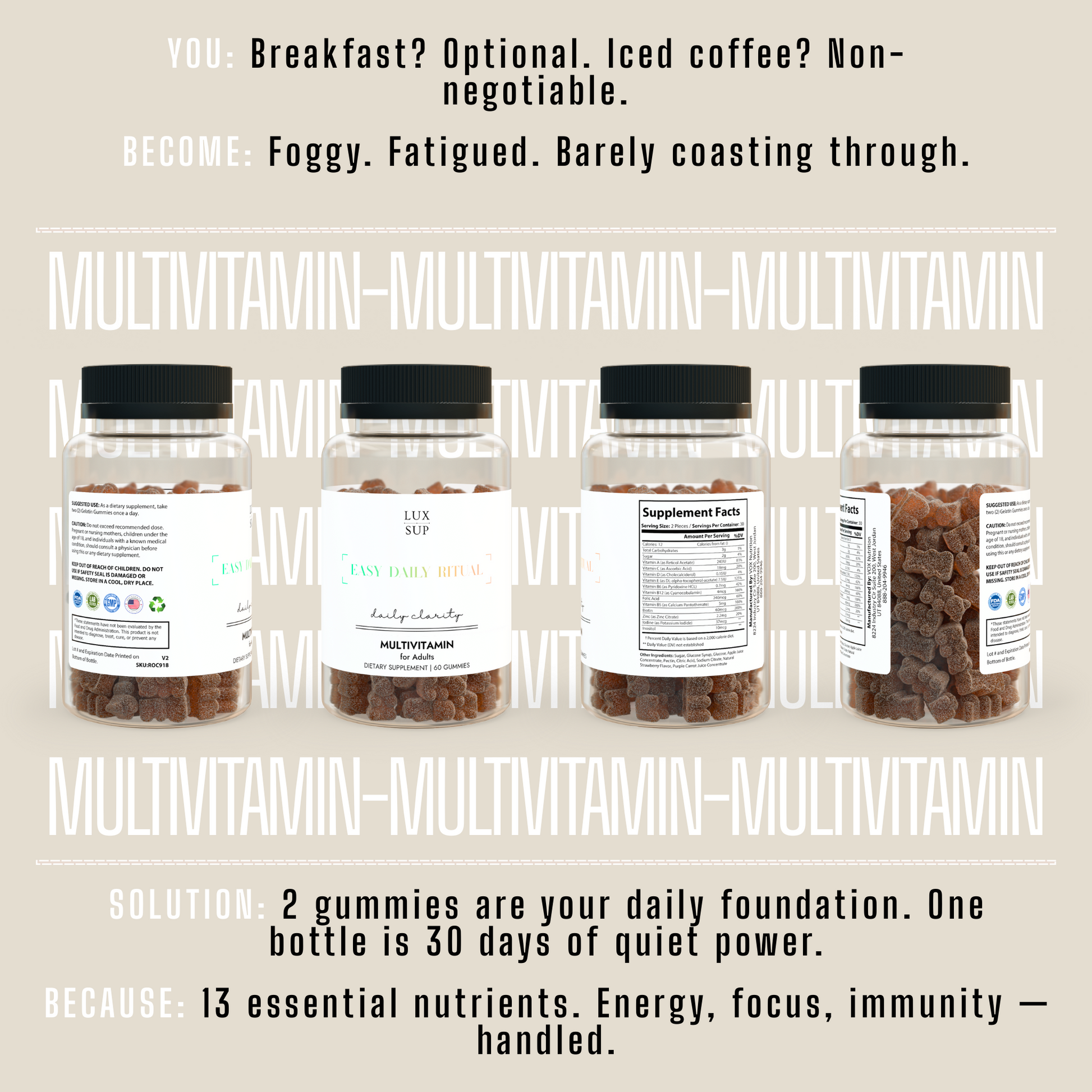 Daily Clarity — 60 Multivitamin for Adults Gummies - LUXESHOP.ME